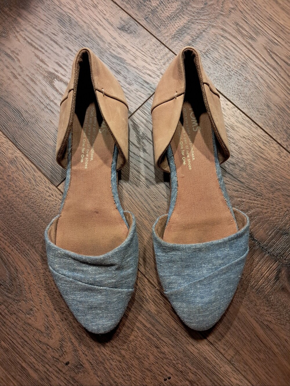 Toms Comfortable Two-Tone Women's D'Orsay Flats - Blue & Tan